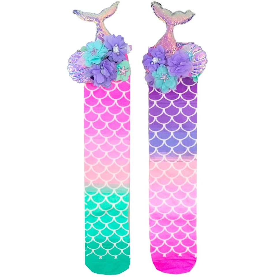 Madmia Mermaid Tails Socks Kids & Adults 6+ 3D Tail Starfish Seashell Crazy Sock