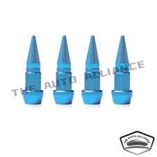 4 Light Blue Spiked Valve Stem Caps Metal Thread Kitset For Rimwheelstires 4 Light Blue Spiked Valve Stem Caps Metal Thread Kitset For Rimwheelstires