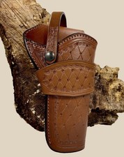 Right Hand Brown Leather Western Belt Holster for 5.5" Single Action Revolver
