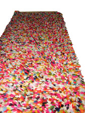 Tapestry Latch Hook Wall Hang Multicolor Confetti Shag Rug 37" x 16" Groovy 70s