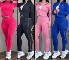 alo Women's Sweatsuit Set Jacket Pants Top Solid Colors Gym Yoga Activewear