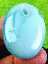 BR08661 40x30x9mm Blue/white Stripes Agate Oval CAB Cabochon