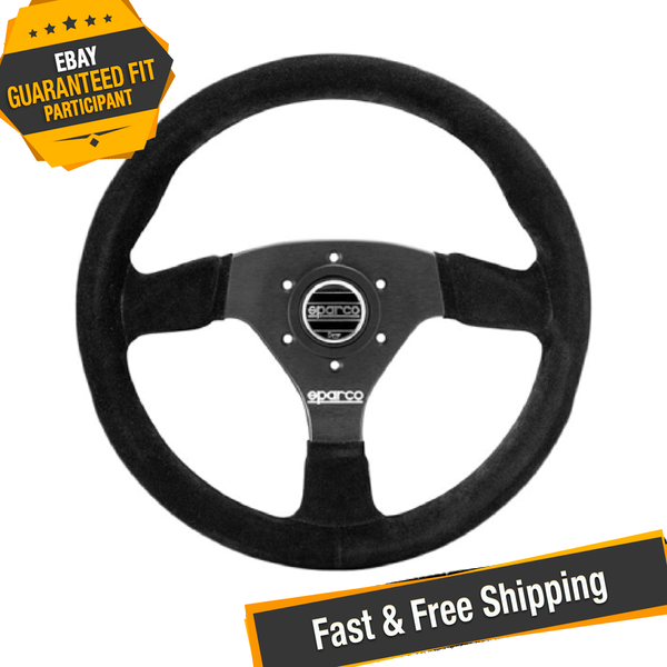 Sparco 015R383PSN 3-Spoke R383 Series Competition Black Suede