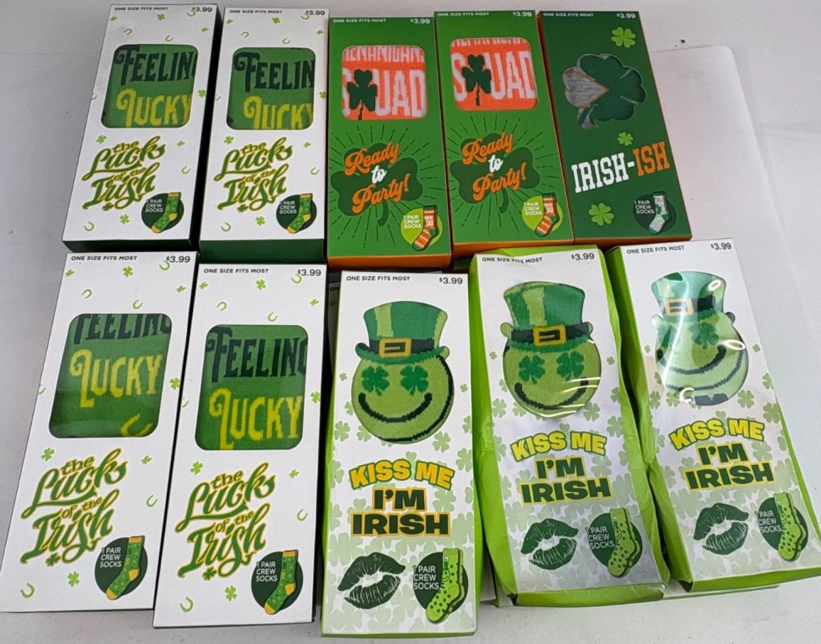 20 pack Variety St Patricks Day Crew Socks Set One Size