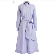 J.CREW $128 Lilac Purple Button Front Belted Crisp Poplin Shirt Dress Size 00