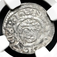 ENGLAND Richard I "The Lionheart" Silver Penny, Godwine, S-1347, NGC XF Details