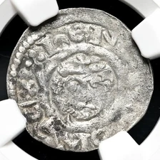 ENGLAND Richard I "The Lionheart" Silver Penny, Godwine, S-1347, NGC XF Details