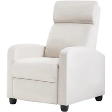 | Recliner Chair | with 2 Point Massage Function | Textile Beige | with Lumba...