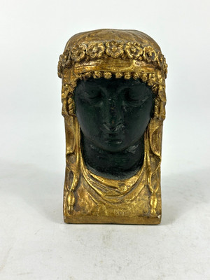 Antike Keramik Figur Sappho Klassische Antike 19. Jh. Kopf Frau Karyatide Empire
