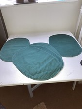 6 Green Cloth Placemats, Pleated Design, Good Quality, Washable