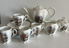 Antique Christmas Child's Chocolate Tea Set Santa Transportation on the Move