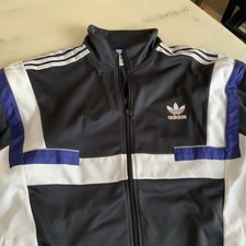 Adidas Originals Men's Trefoil Track Jacket Size XL White/Gray Full Zip Pinkish