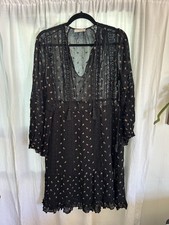 Ulla Johnson Dress Navy W/Embroidered Roses Size 10