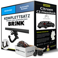 Anhängerkupplung BRINK abnehmbar für CITROEN C3 Fliessheck +E-Satz Kit