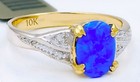 GENUINE 1.04 Cts OPAL & DIAMOND RING 10K  SOLID GOLD - Free Appraisal - NWT — photo 3