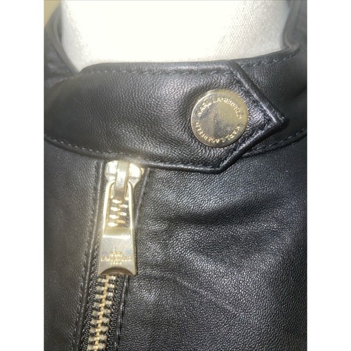 KARL LAGERFELD Giacca Bomber Paris Donna Nero Pelle di Agnello Cappotto Small S - Foto 2 di 13