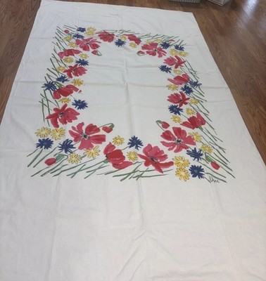 Vintage Vera 1970s Tablecloth -  Tulip  Pattern  Beautiful For spring 92  X 57 
