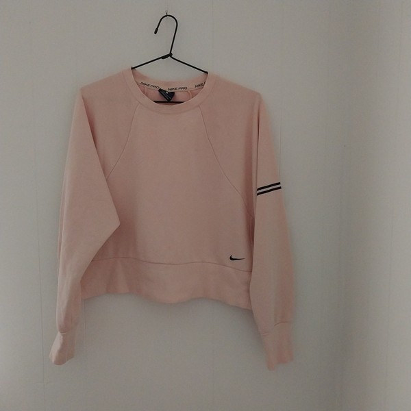 Nike Pro Dri-FIT Women’s Pink Cropped Crew Neck Fleece Sweatshirt S CJ4227-664