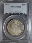 1876 Seated Liberty Half PCGS MS63 blast white!