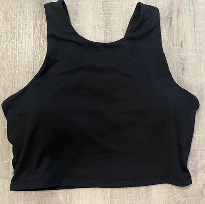 Kyodan Black Crop Longline Lined Bra Tank Top Goth Festival Boho Beach Sports  L