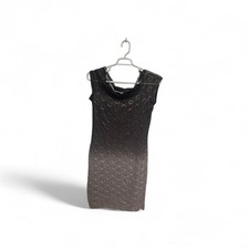 Black Ombre Metallic Lace Cowl Neck Sleeveless Sheath Cocktail Dress