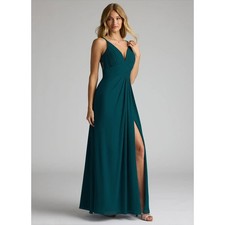 AZAZIE Maren Allure Bridesmaid Dress Formal Pine Green Blue Size 2 Wedding
