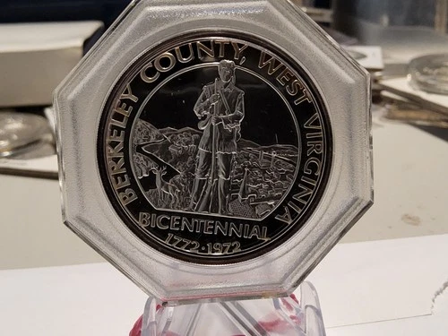 1772-1972 Berkeley County, West Virginia Bicentennial Home Of Morgan .999 Silver