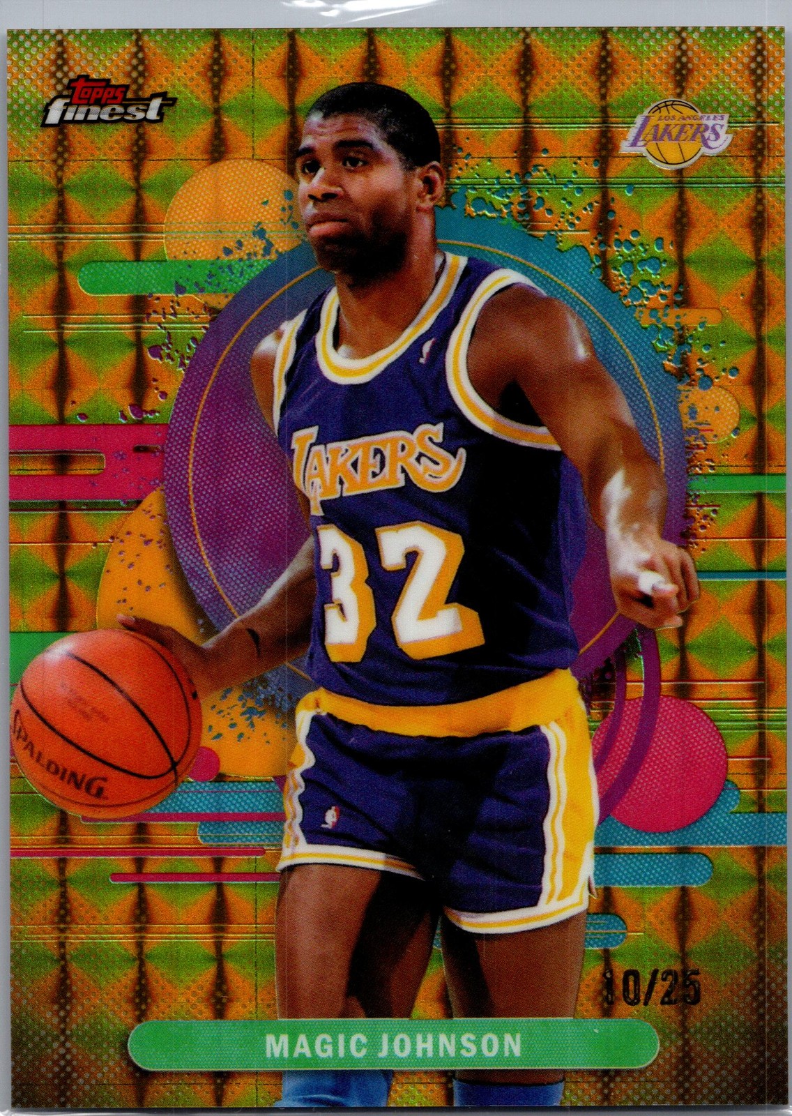 2025-26 Finest #193 Magic Johnson Gold Geo Refractor #/25 Los Angeles Lakers