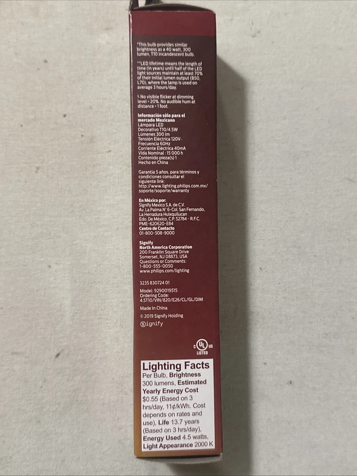 Philips 40W Equivalent T10 Dimmable Edison LED 4.5W Bulb warm white - Image 2 of 4