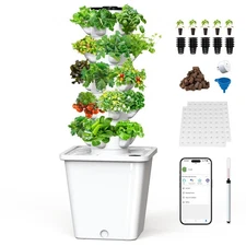 SJZX Hydroponics Growing System Kit, 12L Large Capacity Hydroponic Tower, 5 T...