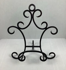 Wrought Iron Display Easel Stand Scroll Matte Black, Book, Bible, Picture Holder