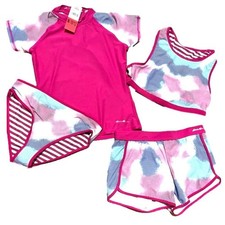 Eddie Bauer Girl's Swimwear Pink 4 Piece Set Medium NWT
