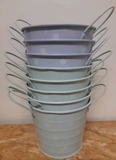 8 x Blumentopf Grün Und Blau, Gepunktet  Pastell Pflanztopf Blumen Topf Kräuter