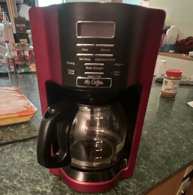 Mr. Coffee 12-Cup Programmable Drip Coffee Maker Timer Auto Shut-Off Red/Black