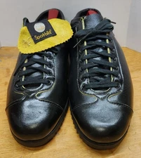 Spot-Bilt Vintage Coach's Shoes Black Leather Tongue Cut On Left Shoe See Pics