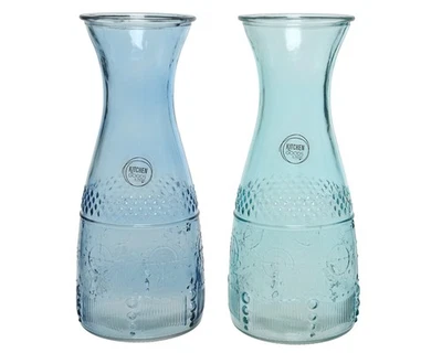 1 Weinkaraffe Wasserkaraffe 1l  blau - Weindekanter - Saftkaraffe mit Relief - Bild 1 von 2
