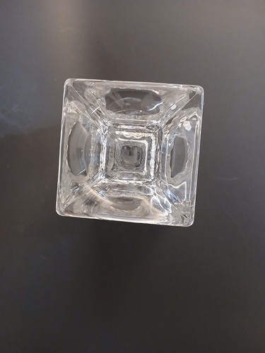 Pair Of Fostoria American Square Footed Urn Vases 7.5” Clear Cubist USA Vintage - Picture 7 of 10