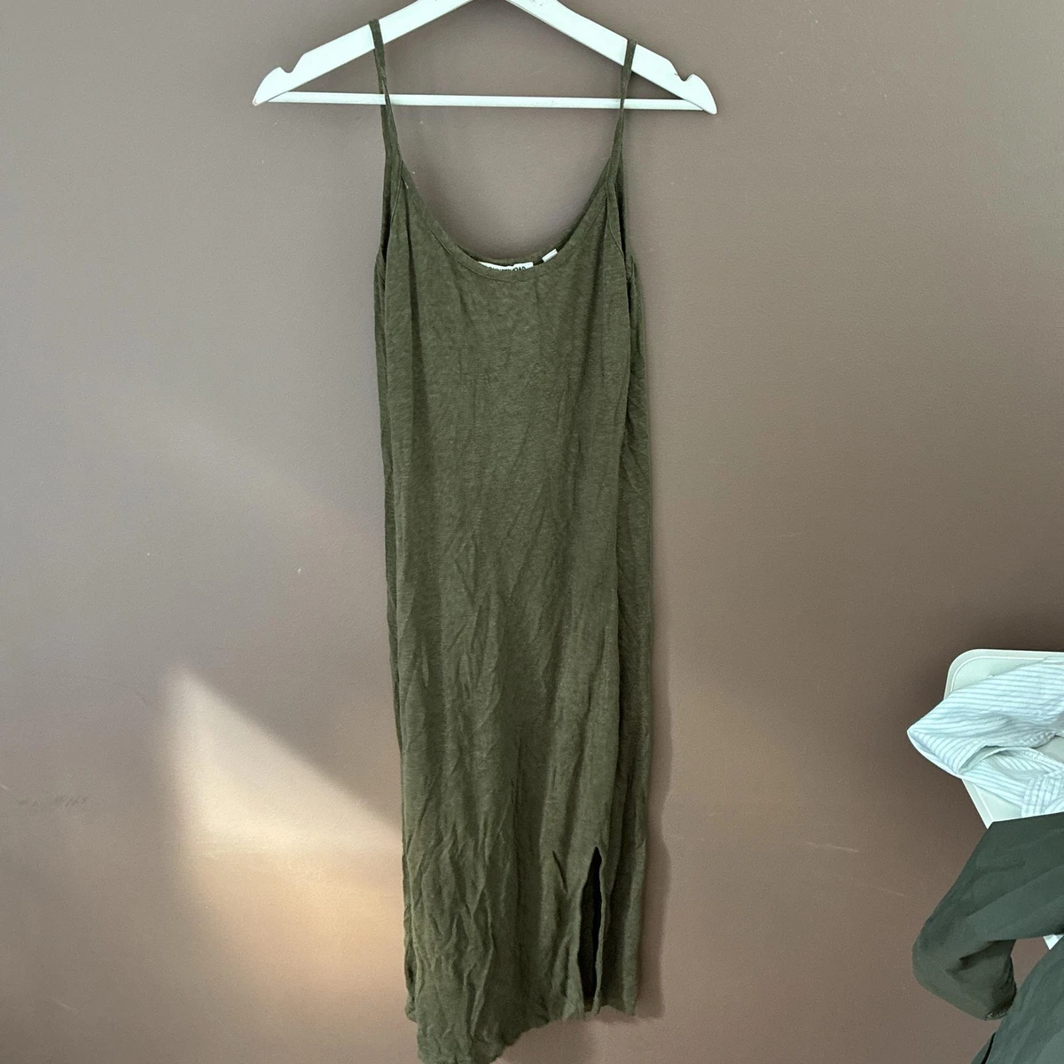 knee length dresses for ladies Linen Slip Dress in Oatmeal main image 1