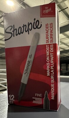 Sharpie 30001 Fine Tip Permanent Markers, Black - 12 Count