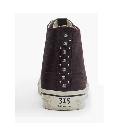 John Varvatos Bootleg Men's Vulc Multi Stud Mid Top Sneaker Leather Shoe Port - Picture 4 of 7