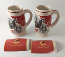 Budweiser FIRST SNOW OF THE SEASON 35th Anniversary Holiday Beer Steins NEW Read
