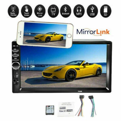 7''2 Din Coche Radio Pantalla Táctil Espejo Enlace Audio Bluetooth USB Estére... - Imagen 1 de 4