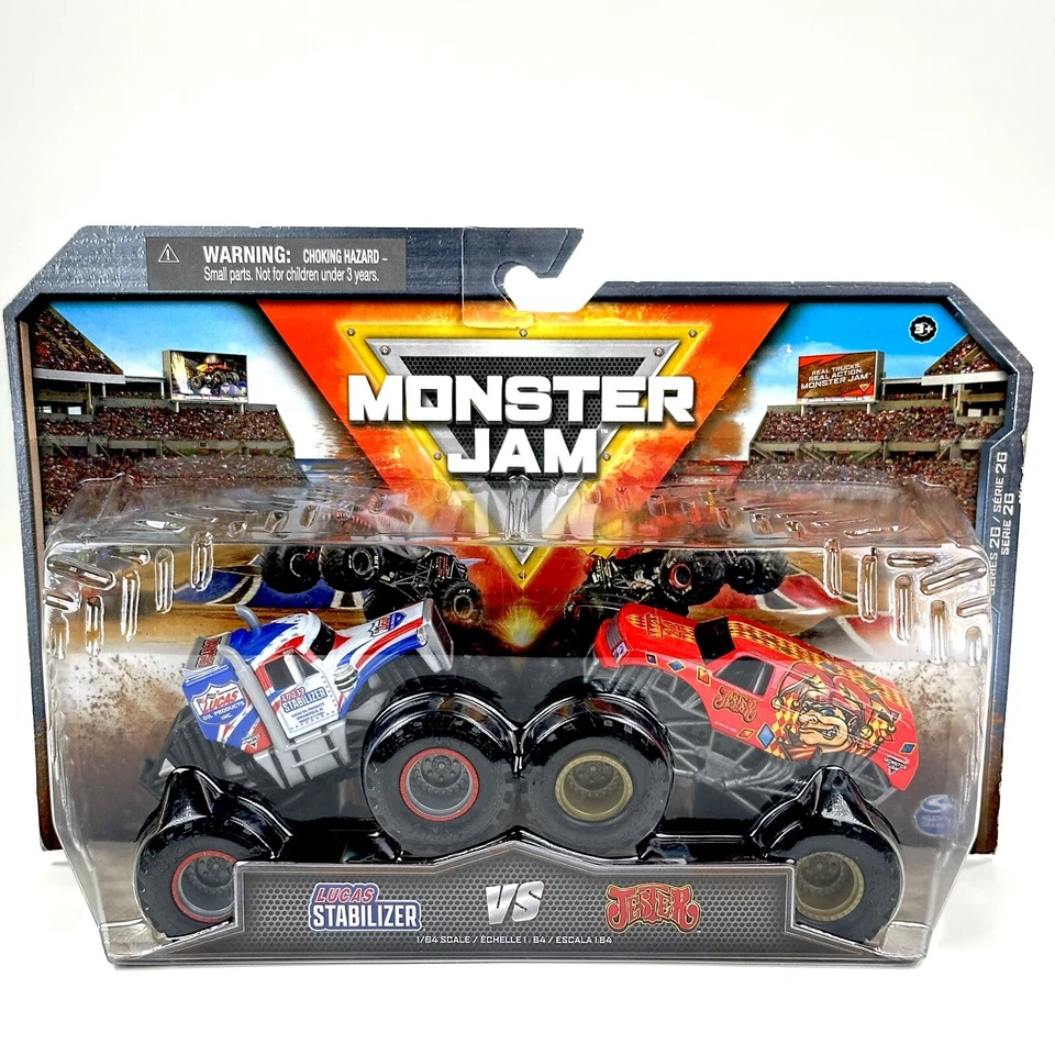JESTER (ROJO) Monster Jam Vs Lucas Estabilizador de Aceite JUEGO DE DOS PAQUETES - Spin Master Nuevo en Caja Foto 2 de 4