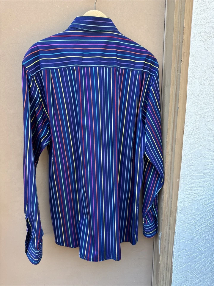 Paul & Shark Yachting Made in Italy the Yacht Club Multi-Color Stripe Shirt Sz42 - Image 4 of 4