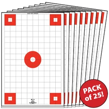25 Paper Shooting Targets Gun Range Rifle Sighting Handguns Red Sighting 12x18