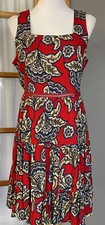 Maurices Tiered Floral Dress Sz L Red Beige Floral Cottagecore Whimsy Peasant