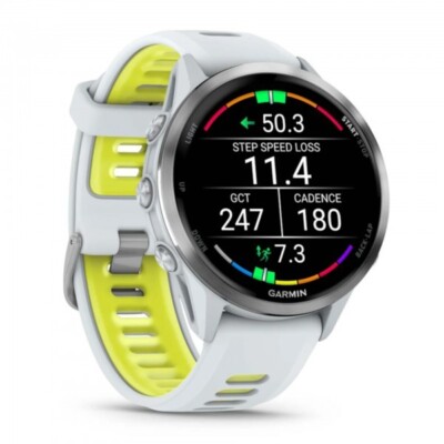 Garmin Forerunner 970 DLC Titanium GPS Watch White with Yellow