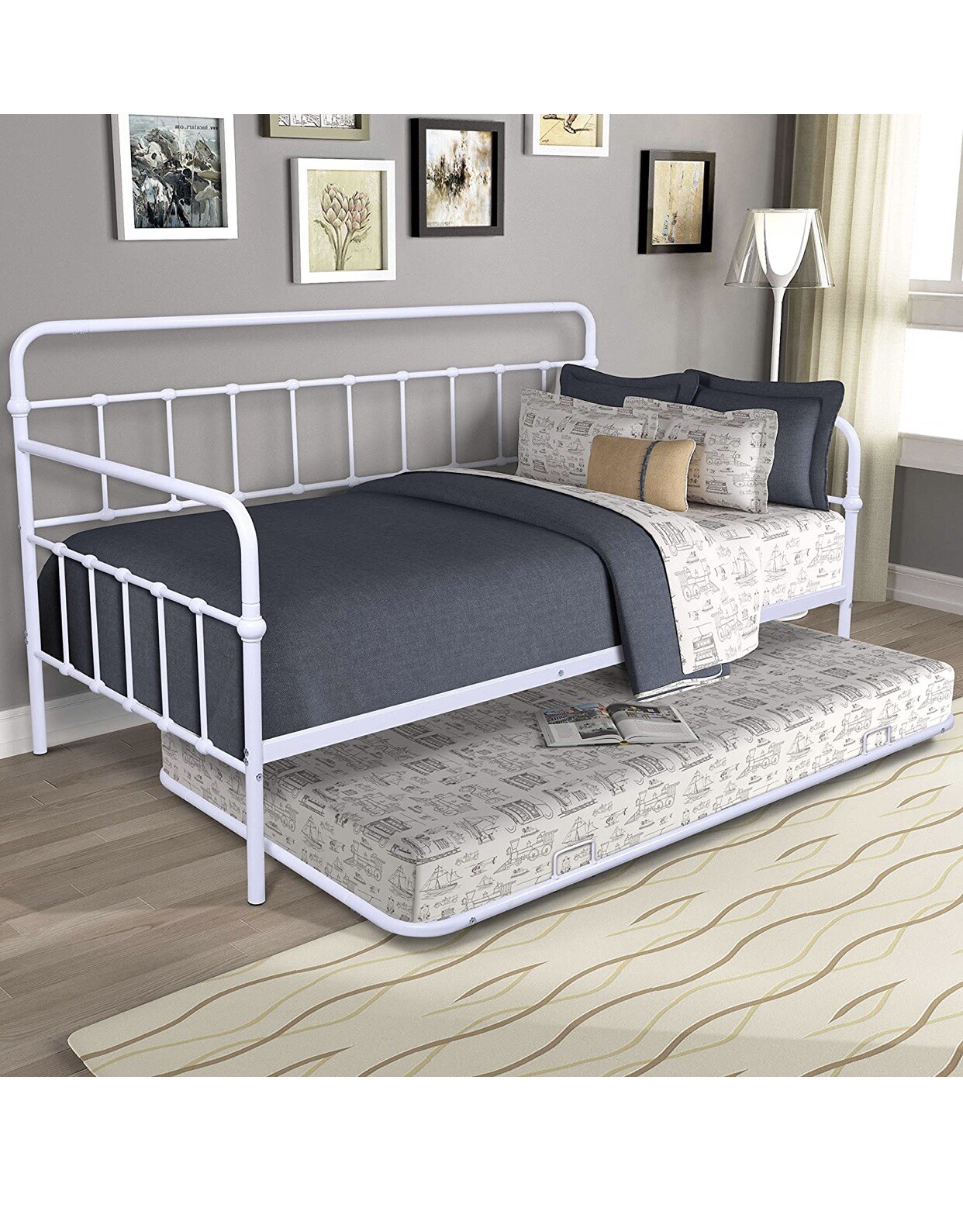 DHP Bombay Full Size Metal Daybed Frame and Twin Size Trundle in Bronze