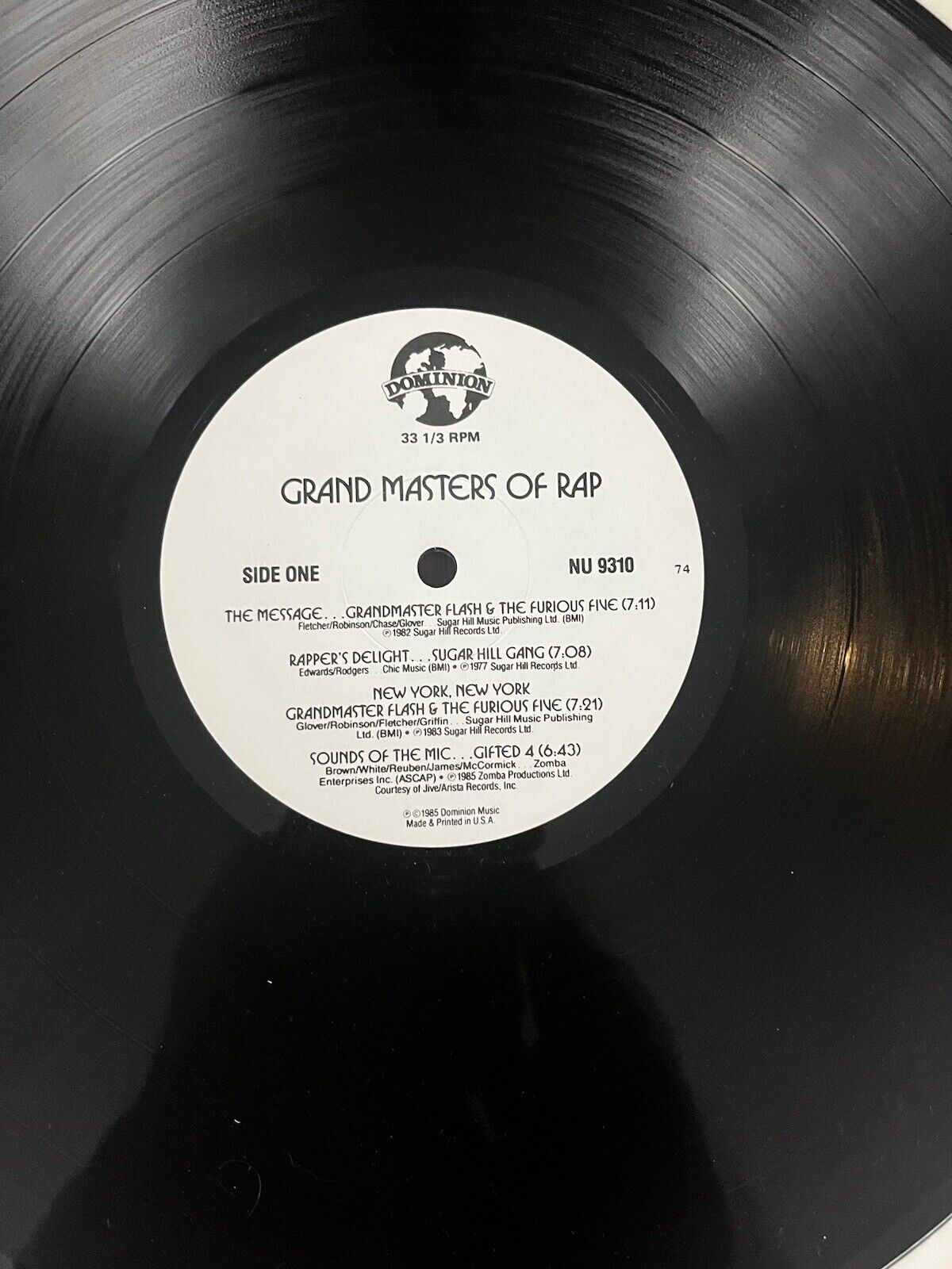 GRAND MASTERS OF RAP LP 1985 DOMINION NU9310 GRANDMASTER FLASH SUGAR HILL  GANG