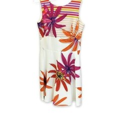 Metaphor NWOT Event Dress Floral Front Pleat with Back 12" Gold Zipper Sz 12